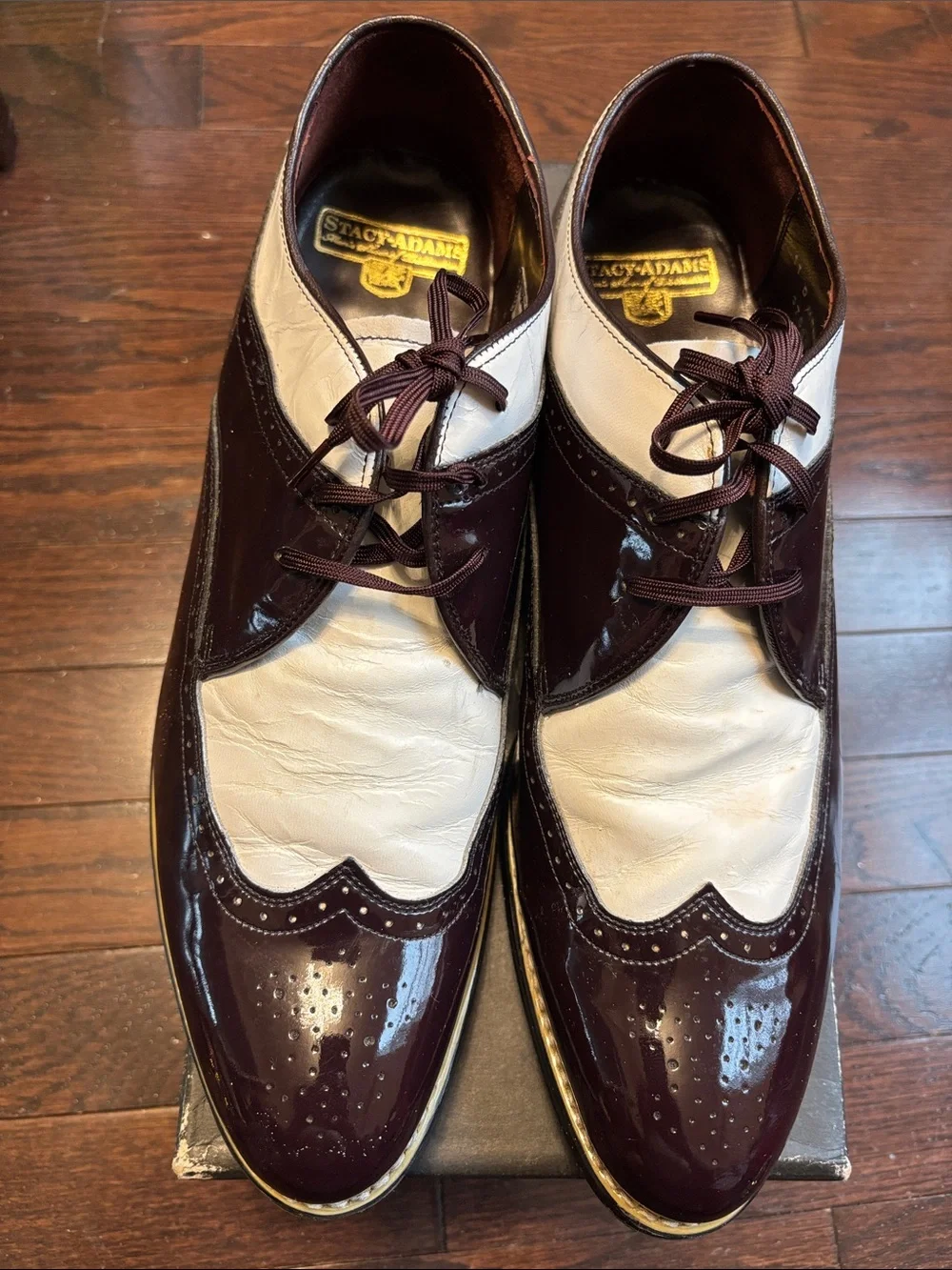 Stacy Adams Dayton Burgundy and White Two-Tone Wingtip Oxfords